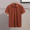 Nova Camisa Polo Genuína de Malha Canelada Mercerizada Manga Curta Marca Tendência Moda Verão Gola Lapela Top Camiseta Masculina