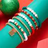 Pulseira europeia e americana transfronteiriça nova de miçangas de cerâmica macia, conjunto de Natal, presente de feriado, pulseira de boneco de neve, pulseira que combina com tudo para mulheres