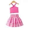Conjunto de Top de Tirantes Cruzados + Falda de Pastel Floral para Niñas, el Atuendo Definitivo de Verano para Bebés, Perfecto para Vacaciones y Compras