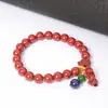 Pulseira de Cinábrio 6mm Areia Dourada Roxa Pulseira de Círculo Único Pixiu Estilo Pequeno Fluxo Pulseira de Contas de Cinábrio Feminina Nova