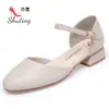 Qiting sandalias nuevas para mujer calzado exterior sandalias de tacón alto para mujer tacón grueso tacón medio suela blanda hebilla antideslizante verano zapatos de mujer verano