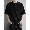 Directo del fabricante, camiseta de verano para hombre de manga corta ajustada, polo básico nuevo de color liso y peso pesado