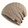 Gorro de Tricô Masculino Tendência Algodão Gorro de Lã Acolchoado Espesso Outono e Inverno Proteção Quente para Orelhas Gorro para Frio Gorro para Frio Circunferência Craniana Grande