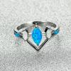 Anillo de moda wish Amazon transfronterizo oro rosa ojo de caballo ópalo azul grande ópalo blanco pequeño