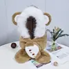 Gorro con Bufanda Integrada de Dibujos Animados para Niños, Protección para los Oídos, para Niños y Niñas, Felpa Gruesa Caliente, Cortavientos, Peluche, Gorro para Bebé