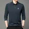 Camisa Polo de Manga Larga con Cuello de Solapa para Hombre de Primavera y Otoño Camiseta Casual Sencilla para Hombre con Estampado de Letras para Hombre