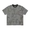 Yidao Vintage 2026 Verano Nuevo Estilo Callejero Americano Teñido Sucio Desgastado Rayado Holgado Casual Unisex Camiseta de Manga Corta