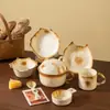 Tazón de ramen para gato estilo japonés con decoración bajo vidriado, alto valor estético, vajilla de cerámica para el hogar, plato, tazón para ensalada de frutas, tazón para arroz, plato de cena