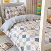 Estilo ins conjunto de três peças estampado em algodão puro para dormitório estudantil todo em algodão lençol de cama de dormitório protetor de colchão alta qualidade bonito 3