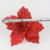 Flores Decorativas de Natal em Várias Cores, Flores Artificiais de Tecido, Decorações de Feriado com Glitter e Lantejoulas, Flores Decorativas de Natal