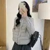 Jaqueta leve de algodão com enchimento canelado para mulheres, novo estilo 2026, gola alta de tricô, patchwork, casaco de algodão para outono e inverno, peça de outer wear da moda