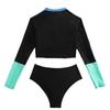 Novo Estilo Split Maiô Feminino Em Torno Do Pescoço Slim-fit Contraste Cor Triângulo Maiô Moda Manga Comprida Esportes Hot Spring Praia Maiô