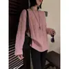 Suéter de punto grueso de lana pura estilo perezoso europeo 2026 para mujer, suéter de punto de cuello redondo, top básico holgado tipo jersey para invierno