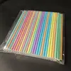 Palito de papel de cor mista espessado descartável grau alimentício para milk tea café biodegradável listrado cor sólida palito atacado