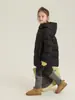 Chaqueta de Plumas Aimo Beibei Estilo Coreano para Niños con Capucha Cuadrada de Plumas de Pato Blanca Abrigo Grueso Cálido de Invierno para Niñas 2025