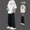 Camiseta masculina de manga curta, estilo americano, modelagem solta, look de verão para adolescentes, camiseta casual estilosa, conjunto de roupas masculinas da moda para o Instagram