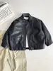 Valle del Viento 2026 Otoño Nueva Chaqueta de Cuero para Motocicleta Estilo Coreano Elegante para Niños y Niñas Chaqueta Versátil de Primavera y Otoño con Cuello Alto para Niños