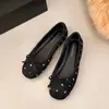 Zapatos Planos Cuadrados de Lunares Retro para Mujer 2026 Otoño Nuevos Zapatos de Ballet con Lazo Mocasines de Boca Baja