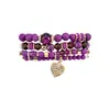 Conjunto de Pulseiras de Contas Multicamadas Coração Estilo Boêmio Pulseira de Mão com Contas Pulseira de Anel para Mão Joias para Mãos Femininas