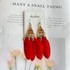 Nuevos Pendientes de Plumas Bohemios Yunnan Dali Vacaciones Viaje Estilo Étnico Exagerado Pendientes de Borla de Gota de Aceite para Mujeres