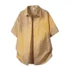 Camisa Xadrez Color Block de Verão para Homens, Estilo Americano Preguiçoso Cleanfit Manga Curta Marca Tendência Casual Jaqueta Fina