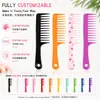 Peine de dientes anchos para cabello largo de hombres y mujeres, peine de agujeros redondos, peine portátil para peluquería doméstica, peine de cuchillo grande para barbería, peine plano de plástico en stock