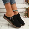 Sandalias de Verano para Mujer de Talla Grande Transfronterizas Boken Baotou de Media Tapa con un Pedal Zapatos Perezosos de Punta Redonda de Media Tapa