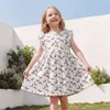 26 Moda Europea y Americana de Verano Nuevos Vestidos para Niñas Encaje de Dibujos Animados Vestidos Infantiles Vestidos de Princesa Cuello Redondo Vestidos de Verano para Niños