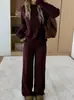 Conjunto Casual de 2 Piezas para Mujer, Invierno, Color Sólido, Cuello Redondo, Manga Larga, Top Sencillo y Pantalones, Ropa de Invierno
