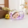 Tiktok Lindo Gato Acostado Adorable Colgante de Arena Líquida Par de Llavero Acrílico con Aceite Destellante Accesorios para Bolsos