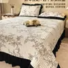 Invierno Pastoral Estilo Hepburn Leche Polar Colcha Estilo Juego de Cama de Cuatro Piezas Funda de Edredón Polar por Ambos Lados Sábana Bajera Juego de Cama de Tres Piezas