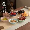 Bandeja de té Xianglong con patrón de loto, bandeja de cerámica para snacks de té de la tarde, bandeja para frutas, mesa de centro para el hogar, bandeja para platos de pasteles y snacks