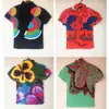Camiseta con estampado de diseño Sanzhai para mujer, primavera y verano, nueva moda, top de manga corta con cuello alto ajustado y fruncido para adelgazar
