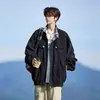 Marca Retrô Moderna Veludo Cotelê Xadrez Oversized Solto Jaqueta de Outono Masculina Tamanho Plus Patchwork Código Roupa Externa Casual Malandro Bonito