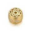 Cuentas de barril huecas de plata 925 chapada en oro con circonita, diseño de flor de ciruelo, con agujero pasante, cuenta espaciadora, cuenta suelta, accesorio de pulsera DIY estilo antiguo