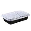 Caja para llevar de estilo americano con 6828 compartimentos, plástico, doble compartimento, rectangular, desechable, para el almuerzo, blanco y negro, comida rápida