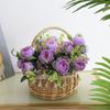 Cesta de Flores de Mimbre de Mano, Cesta de Ratán, Cesta de Almacenamiento para Salida de Picnic de Verano, Cesta de Princesa con Arreglo de Flores Artificiales