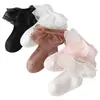 Calcetines para Bebé 2026 Otoño e Invierno Algodón Peinado Transpirables Calcetines de Encaje de Princesa para Bebé Niña Alta Elasticidad Sin Apretar las Piernas