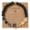 Pulsera Transfronteriza Caliente de Doce Constelaciones Unisex Ágata Piedra Natural con Tarjeta
