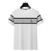 Camiseta de verano para hombre de Ali Tiger, nueva, con rayas, exquisita, bordada, cuello redondo, manga corta, informal, para negocios y todo tipo de partidos.