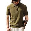Nueva Camisa Polo de Manga Corta para Hombre de Marca de Moda Otoñal, Diseño Hueco Tejido, Top Camiseta Casual Transpirable