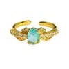 Anillo Versátil Ajustable de Ala de Piedra Preciosa Vintage con Diamante Brillante y Circonita Anillo de Mujer de Lujo Ligero de Gama Alta de Nicho