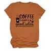 Café é sempre bom Amazon Wish site independente casual confortável camiseta feminina gola redonda manga curta