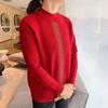 Suéter de veludo imitação de mink peça única gola semi-alta quente moda para mães bordado vestuário para mulheres de meia-idade e idosas feito sob medida