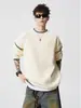 Suéter de punto estilo americano, corte relajado, con bloques de color para hombre, con un diseño moderno, un look sofisticado y elegante, detalles cosidos a mano y versátil como capa base
