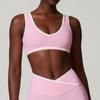 Lingerie Europeia e Americana de Cores Contrastantes, Roupa de Yoga Feminina, Tops de Treino para Pilates, Roupas Externas, Sutiãs Fitness com Efeito Emagrecedor, Roupa Esportiva Transfronteiriça