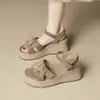 Sandalias de Cuña para Mujer 2026 Verano Nuevo Estilo Casuales Romanas de Suela Gruesa para Usar con Faldas, Ligeras Florales Zapatos de Madre