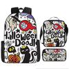 Mochila de Halloween Mais Vendida da Amazon, Conjunto de Três Peças Fantasma Abóbora, Mochila Escolar para Estudantes do Ensino Fundamental e Médio, Mochila Infantil, Bolsa de Ombro