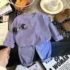 Conjunto de Ropa Interior para Niños Primavera y Otoño Nuevos Pijamas Térmicos para Bebé Ropa de Casa Estilo Coreano para Niños Conjunto Cálido de Dos Piezas para Niñas