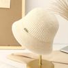 Estilo Coreano Simple Lana Tejida Cálido Sombrero de Cubeta Pequeño para Mujer Otoño e Invierno Nuevo Estilo Japonés Combinable M-estándar Sombrero de Pescador Ninguno
